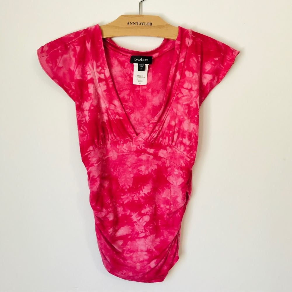 Bebe pink tie die top (S)